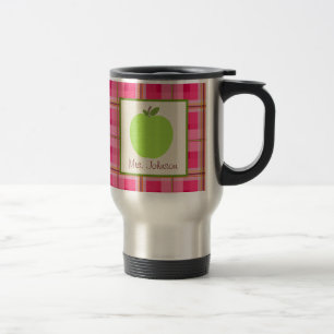 Plaid rose d'Apple de vert de tasse de professeur