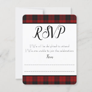 Plaid rouge et noir RSVP/carte de réponse