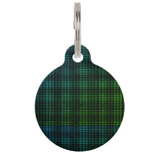 Plaid Round Pet Tag