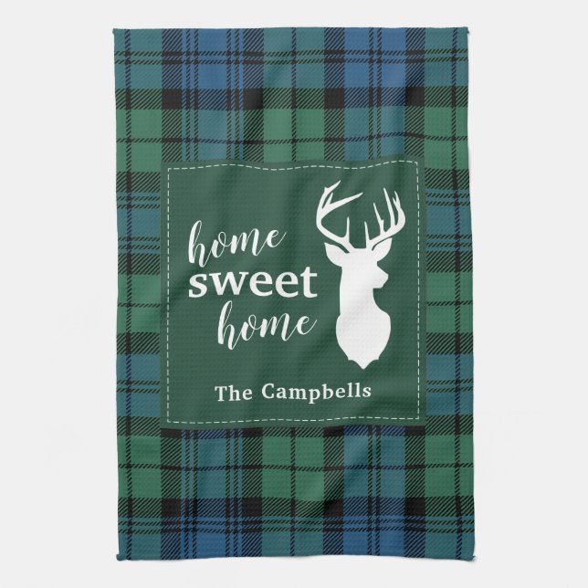 Plaid Rusic Custom Clan Campbell Tartan Kitchen Towel (Vertical)