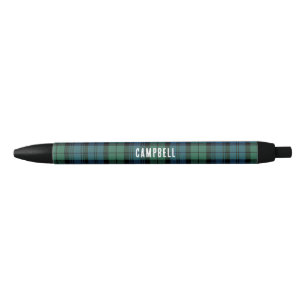 Plaid Rustic Clan Campbell Tartan Personalized Black Ink Pen