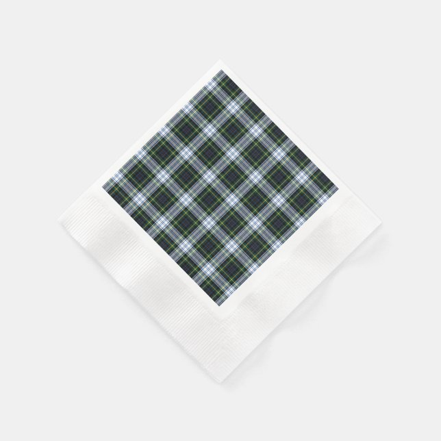 Plaid Rustic Clan Gordon White Green Tartan Napkin (Corner)