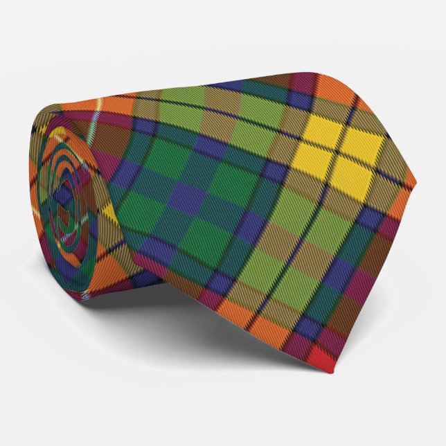 Plaid Rustic Classic Buchanan Red Green Tartan Tie (Rolled)
