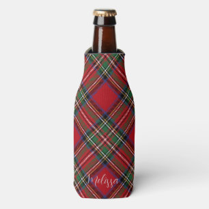 Plaid Rustic Classic Stewart Tartan Personalized Bottle Cooler