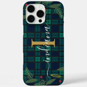 Plaid Rustic Monogram Script Wreath Tartan iPhone 16 Pro Max Case