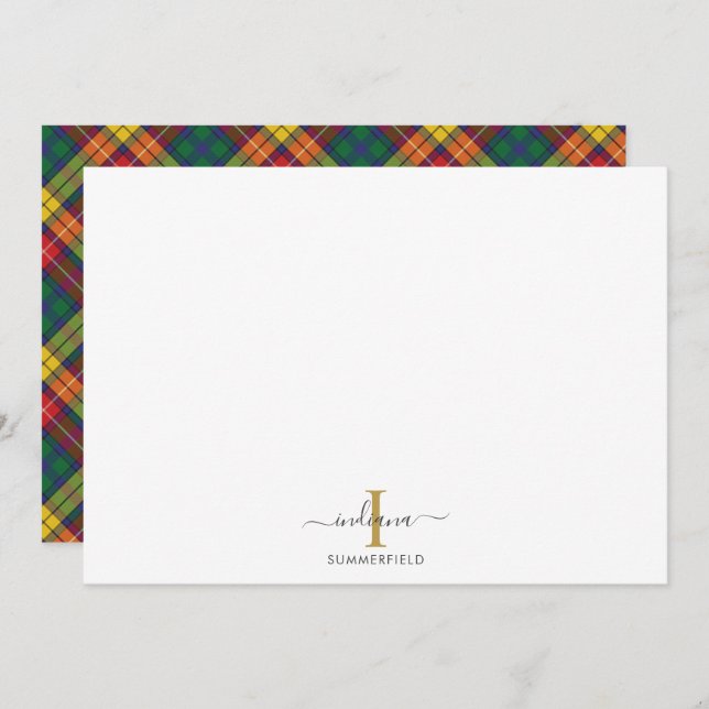 Plaid Rustic Monogram Tartan Card (Front/Back)