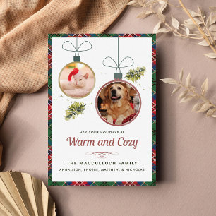 Plaid Rustic Pet Photo MacCulloch Tartan Christmas Holiday Card