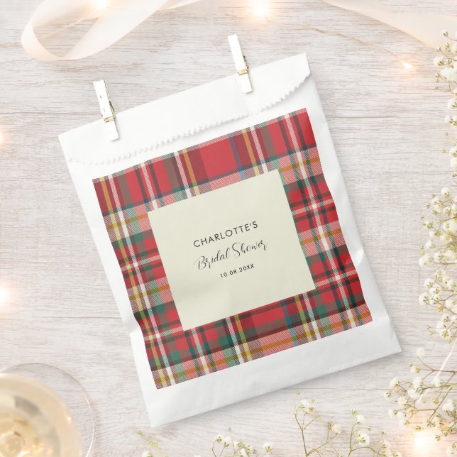 Plaid Rustic Red Check Bridal Shower Favour Bag (Clipped)