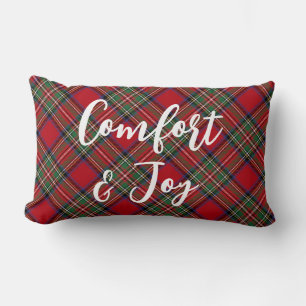 Plaid Rustic Red Christmas Holidays Stewart Tartan Lumbar Pillow
