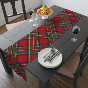 Plaid Rustic Red Green Stewart Tartan Short Table Runner
