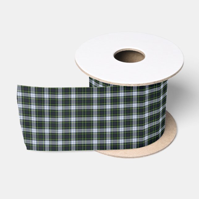 Plaid Rustic Tartan Green White Green Check Satin Ribbon (Spool)