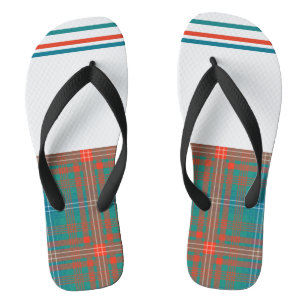 Plaid Rustic Tartan Orange Check Dad Vacation Flip Flops