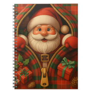 Plaid Santa Claus Christmas Design  Notebook