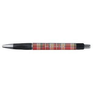 Plaid School Teacher Personalized Rustic Chequered Pen