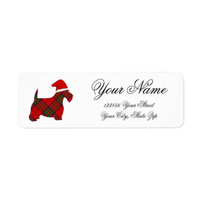 Plaid Scottie Santa Return Address Label (Front)
