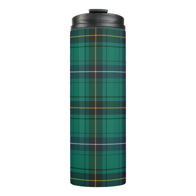 Plaid Scottish Clan Henderson Green Black Check Thermal Tumbler (Front)
