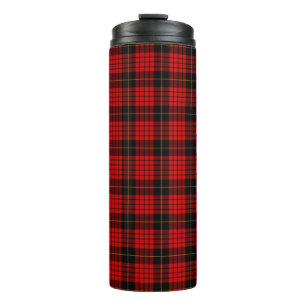 Plaid Scottish Clan MacQueen Red Black Check Thermal Tumbler