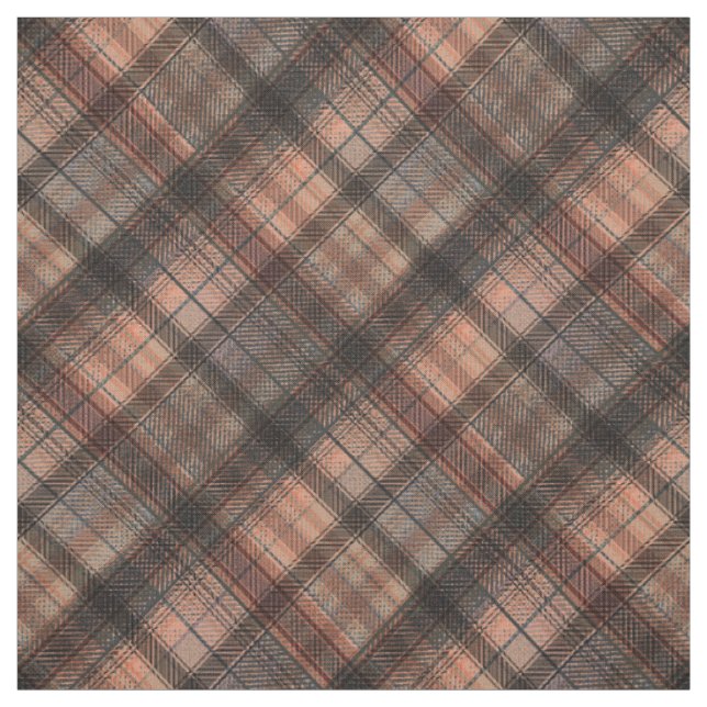 Plaid Scottish coral black classic Fabric (Swatch)