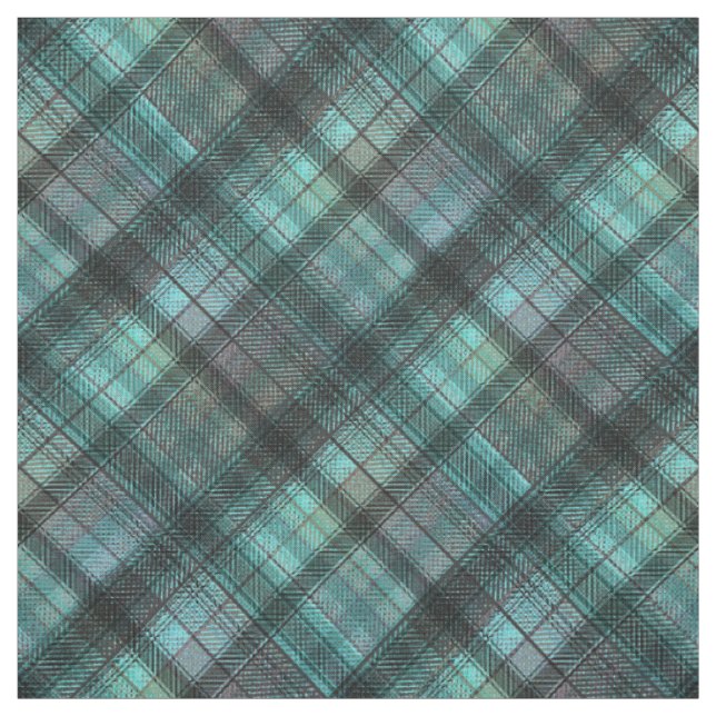 Plaid Scottish tartan blue black classic retro Fabric (Swatch)