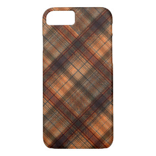 Plaid Scottish tartan brown orange black classic Case-Mate iPhone Case