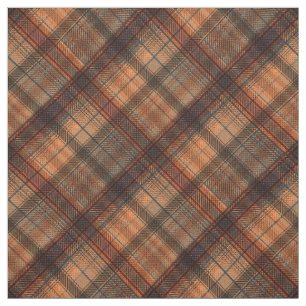 Plaid Scottish tartan brown orange black classic Fabric