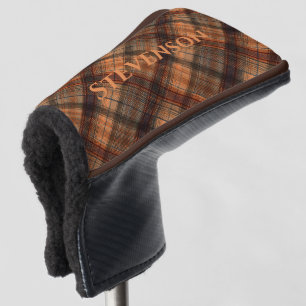 Plaid Scottish tartan brown orange black classic Golf Head Cover