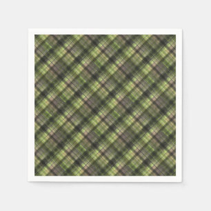 Plaid Scottish tartan green black classic Napkin
