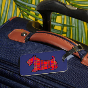 Plaid Scottish Terrier Luggage Tag