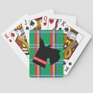 Plaid Scottish Terrier Personalized Playing Cards