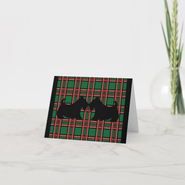 Plaid Scottish Terrier  Scotty Dog Christmas Card (Front)