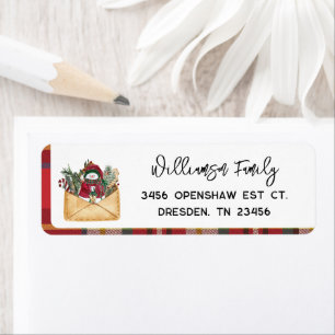 Plaid Script Holidays Family Name Return Address