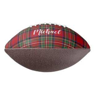 Plaid Script Red Green Tartan Personalized Football
