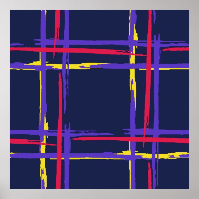 Plaid. Seamless Grunge Stripes. Abstract Texture w Poster (Front)