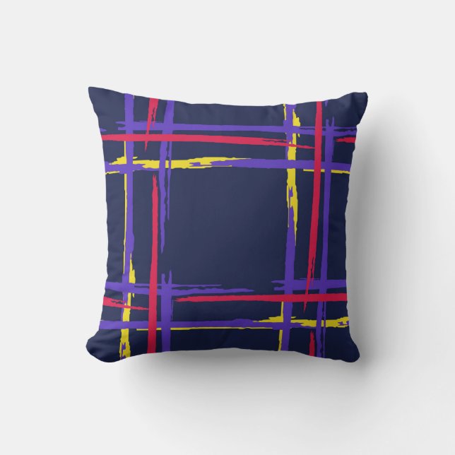 Plaid. Seamless Grunge Stripes. Abstract Texture w Throw Pillow (Front)