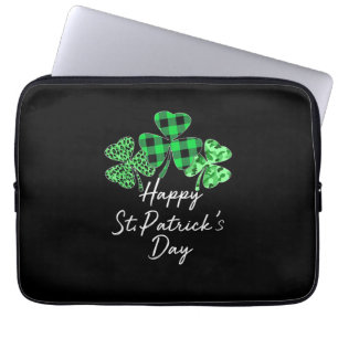Plaid Shamrock Leopard Camouflage Happy St Patrick Laptop Sleeve