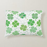 Plaid Shamrocks Accent Pillow<br><div class="desc">This St. Patrick's day design is of a shamrock pattern filled with green stripes and plaids.</div>