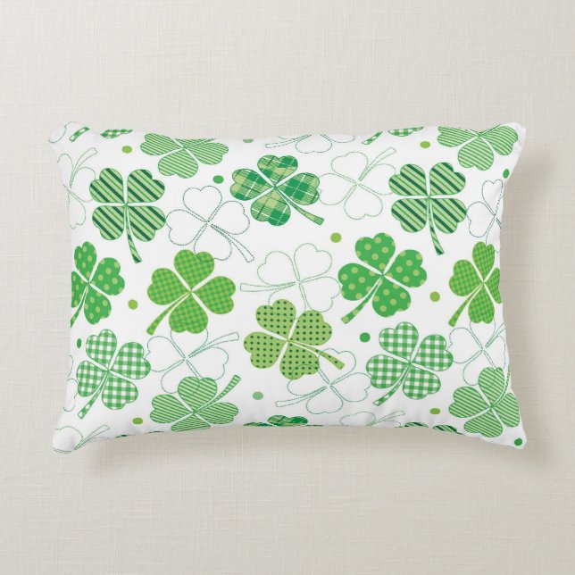 Plaid Shamrocks Accent Pillow (Front)