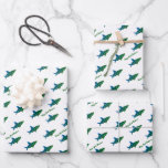 Plaid Shark Blue Green Christmas Wrapping Paper Sheet<br><div class="desc">Wrapping paper sheets with a pattern of sharks in a plaid (blue green) pattern on a white background. The wrapping paper includes the words "Merry Shark Christmas" and those words can be customized.

Plaid Shark Blue Green Christmas Wrapping Paper Sheets
Holidayday Design | ©Melissa Patton - Artist/Illustrator</div>