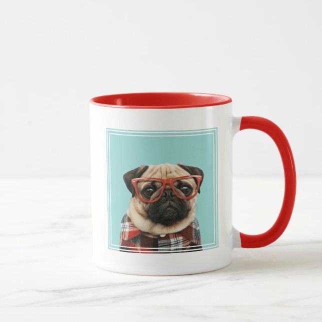 Plaid Shirt Pug Mug (Right)