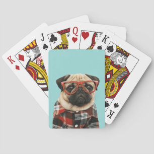 Plaid Shirt Pug Playing Cards