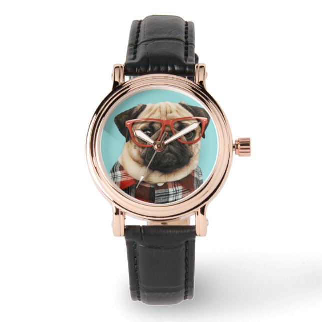 Plaid Shirt Pug Watch (Front)