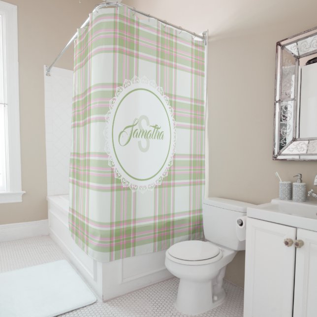 Plaid Shower Curtain - Spring Colours {S2D13} (In Situ)