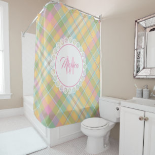 Plaid Shower Curtain - Spring Colours {S2D9}