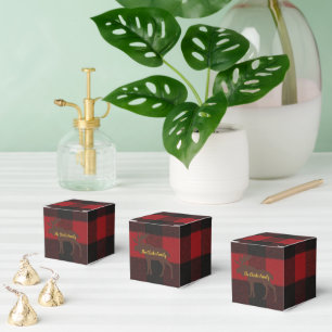 Plaid Ski Lodge Moose Holiday Party Favor Box