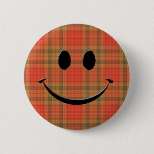 Plaid Smile 2 Inch Round Button