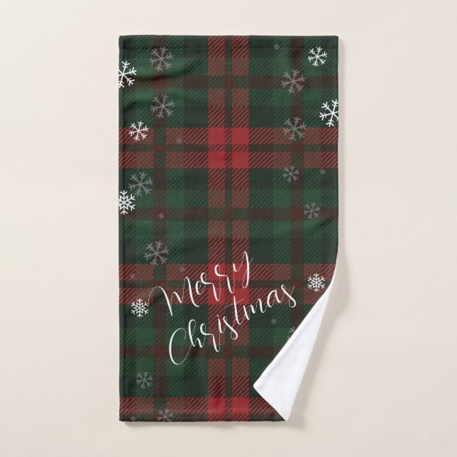 Plaid Snowflakes Pattern Christmas Holidays Hand Towel (Hand Towel)