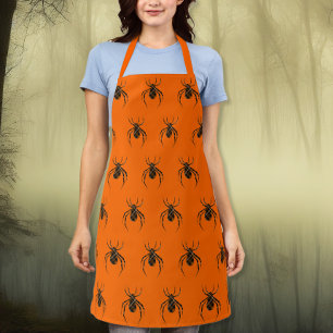  plaid spiders in neon  orange  apron