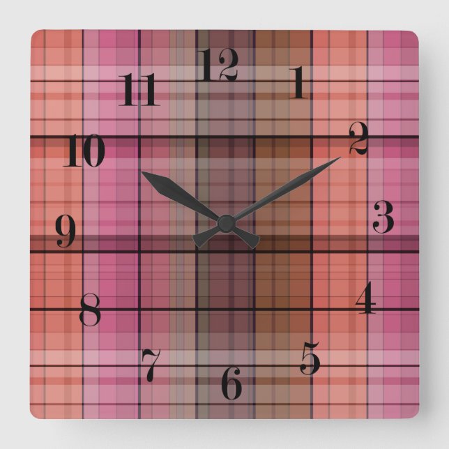 Plaid Square Wall Clock (Front)