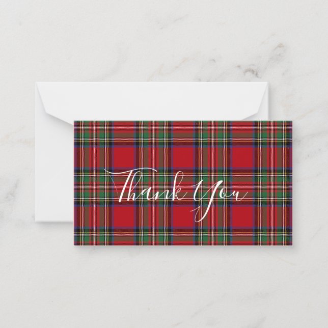 Plaid Stewart Tartan Client Thank You Card (Front)