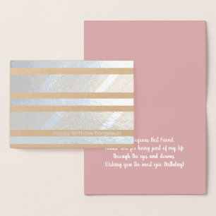 Plaid Stripes Blush Pink Birthday Foil Card